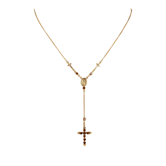 Virgins Saints & Angels Jewelry - VIRGINS SAINTS & ANGELS VSA Maddie Rosary Necklace in Topaz & Gold